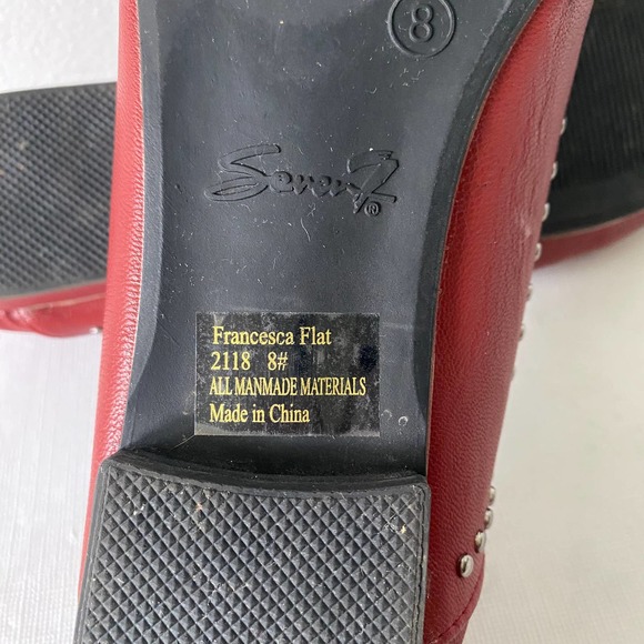 Seven7 Francesca  Studded Flat Loafers Red 8 - Picture 6 of 12